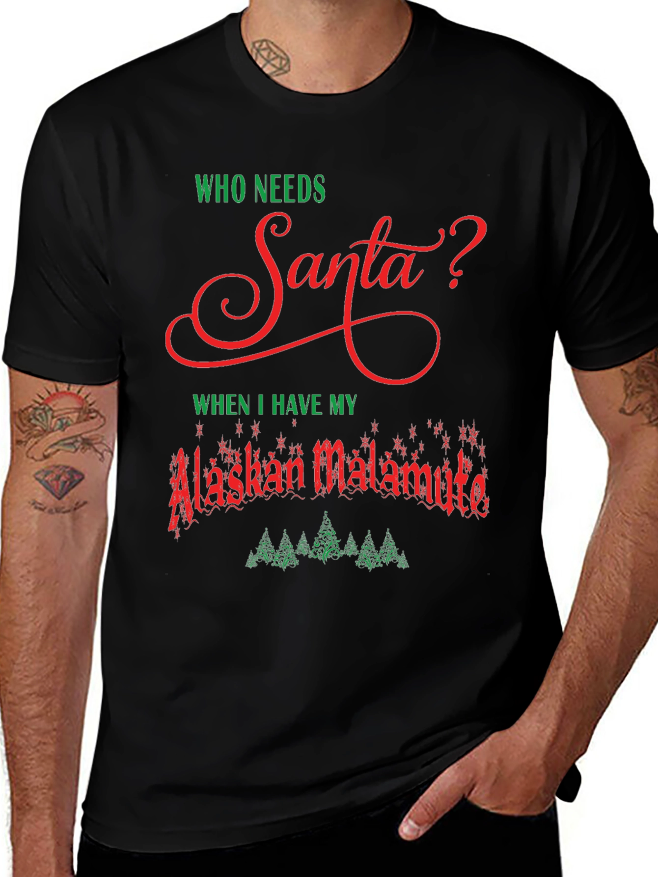 Alaskan Malamute Christmas T-Shirt - Who Needs Santa?