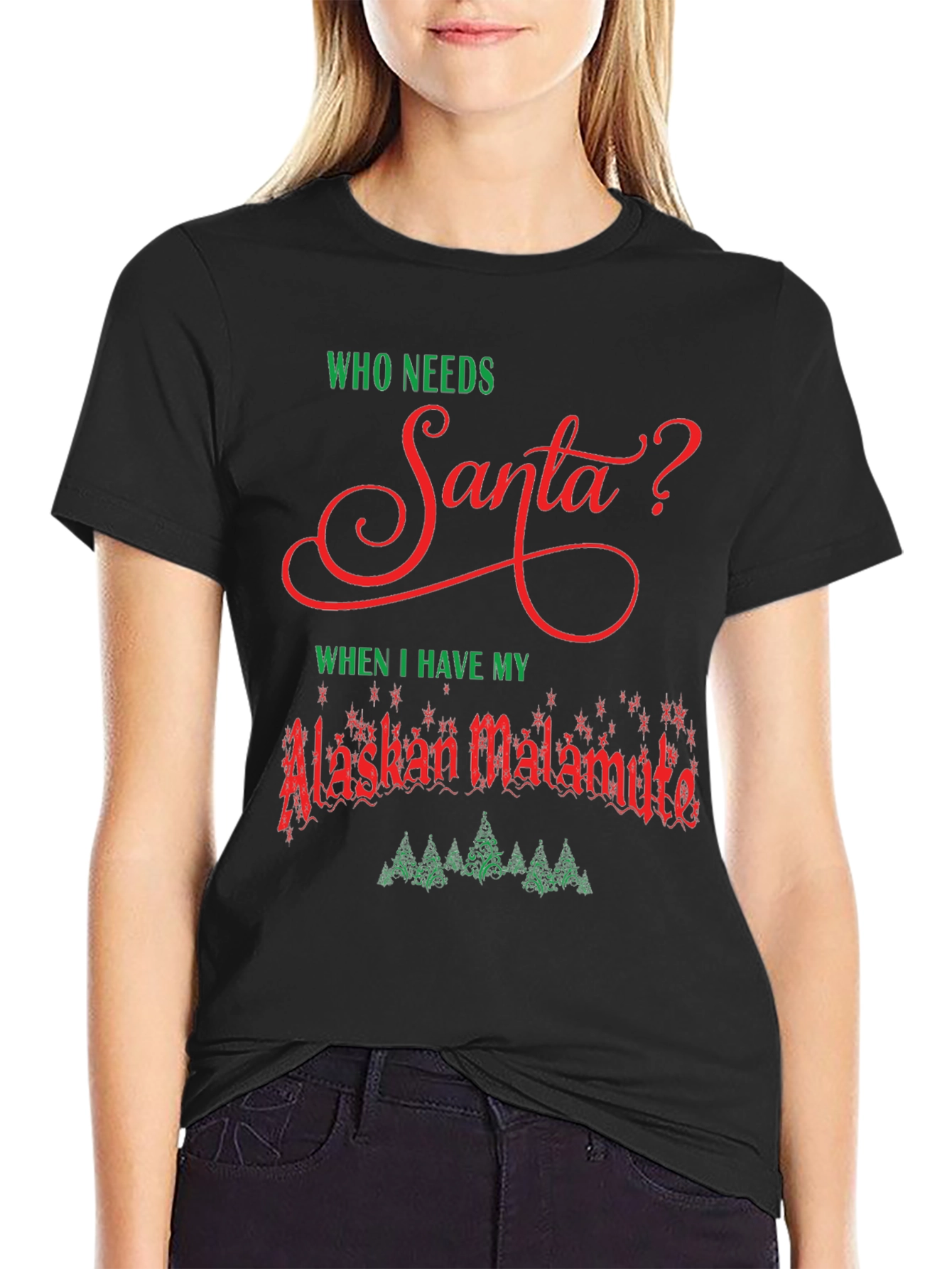 Alaskan Malamute Christmas T-Shirt - Who Needs Santa?
