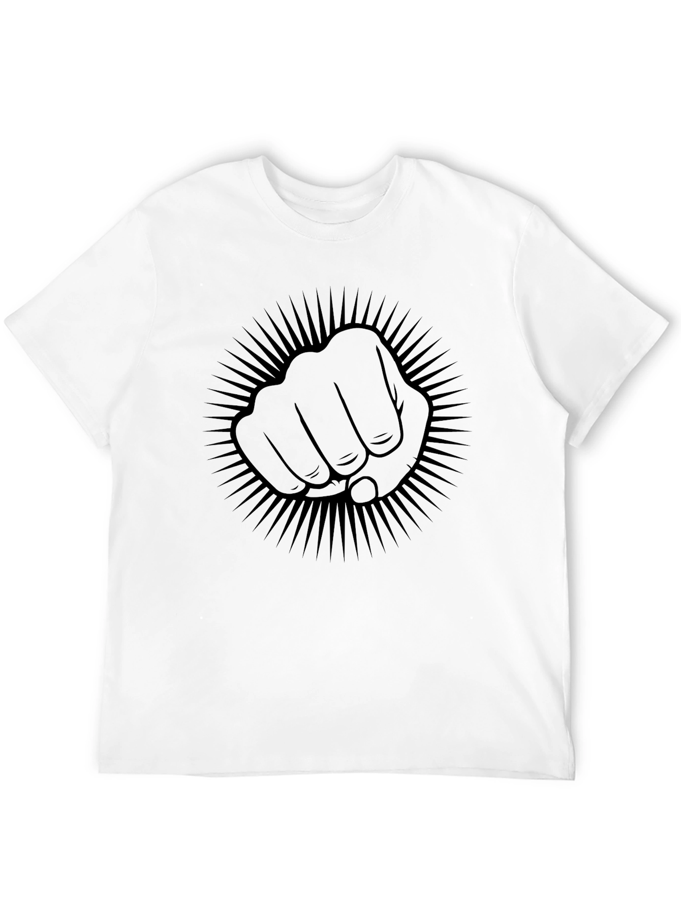 Fist Power Graphic Tee - Black Crew Neck