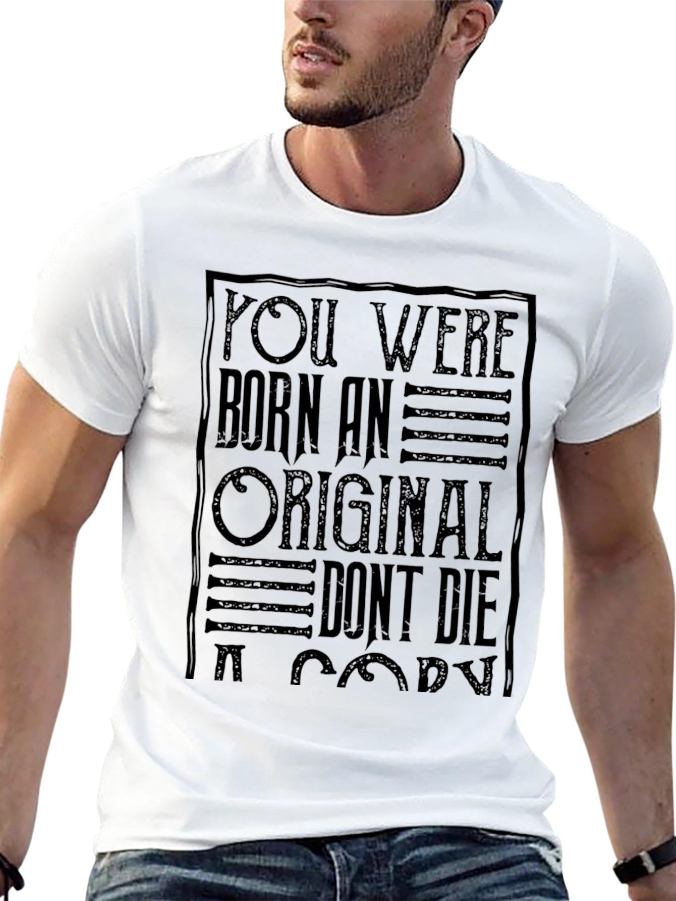 Be Original Black Graphic Tee for Men
