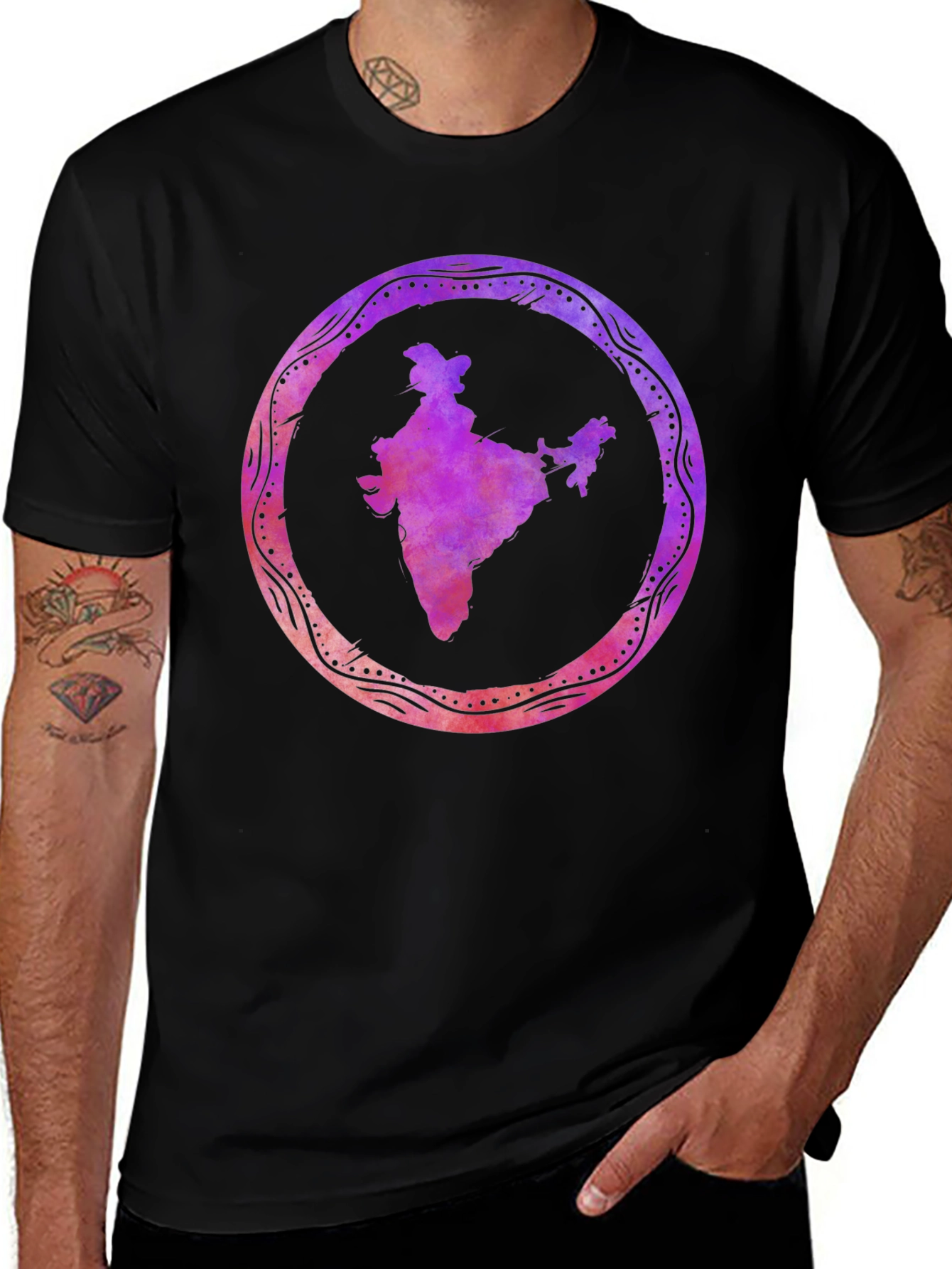 India Map Graphic Black Tee
