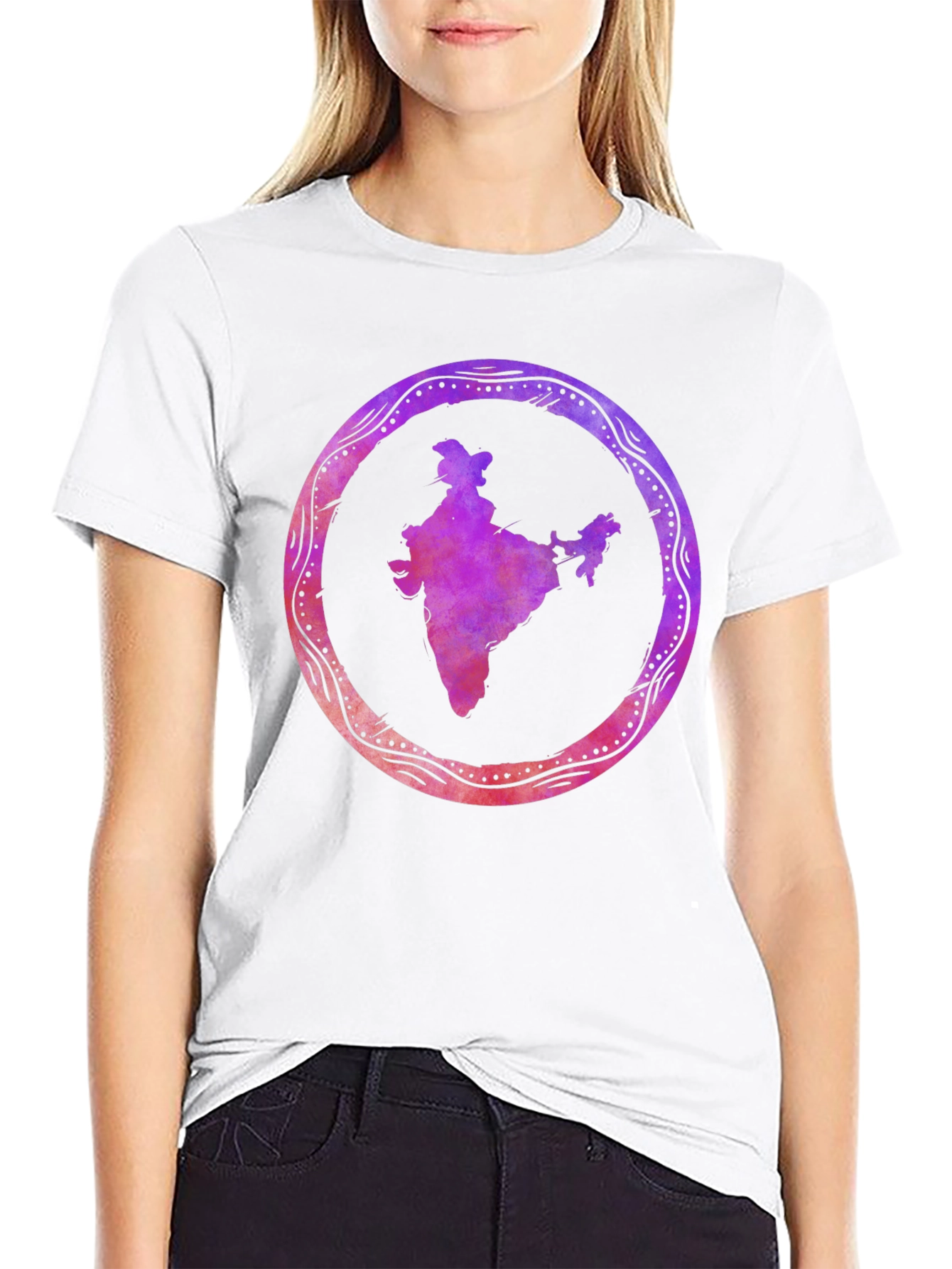 India Map Graphic Black Tee