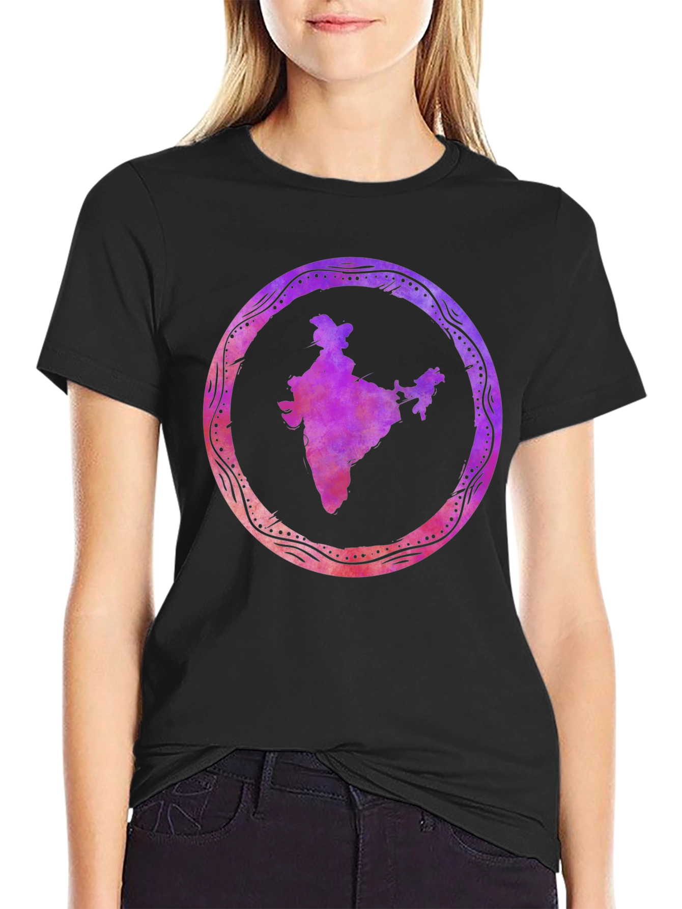 India Map Graphic Black Tee