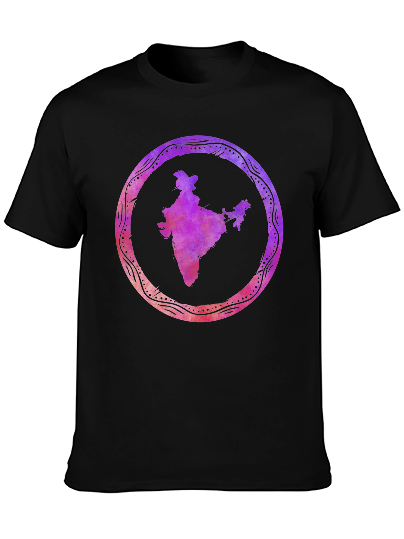 India Map Graphic Black Tee