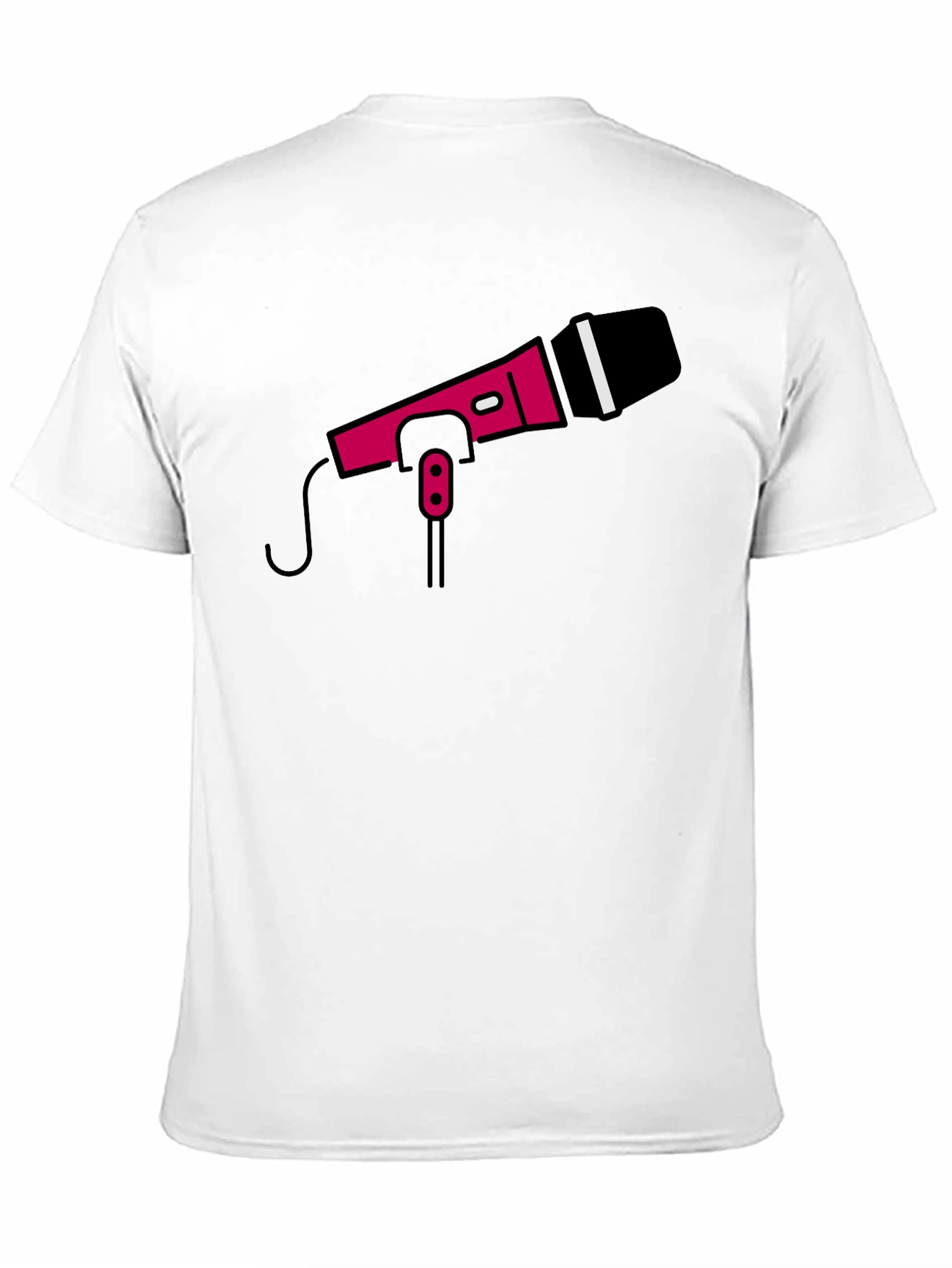 Retro Microphone Graphic Tee - Black Crew Neck