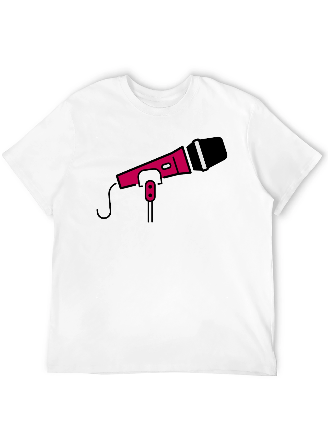Retro Microphone Graphic Tee - Black Crew Neck
