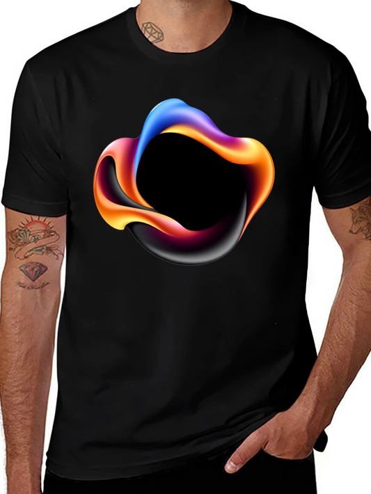 Abstract Swirl Graphic Mens Black T-Shirt