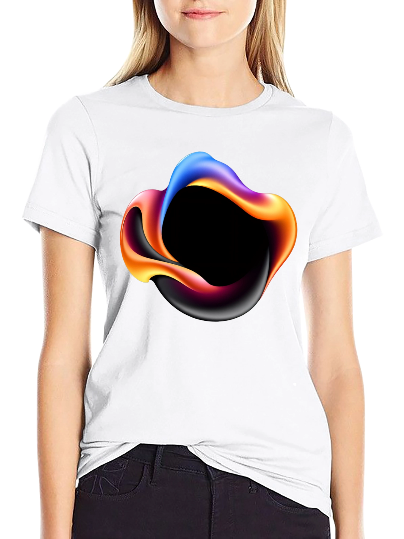 Abstract Swirl Graphic Mens Black T-Shirt