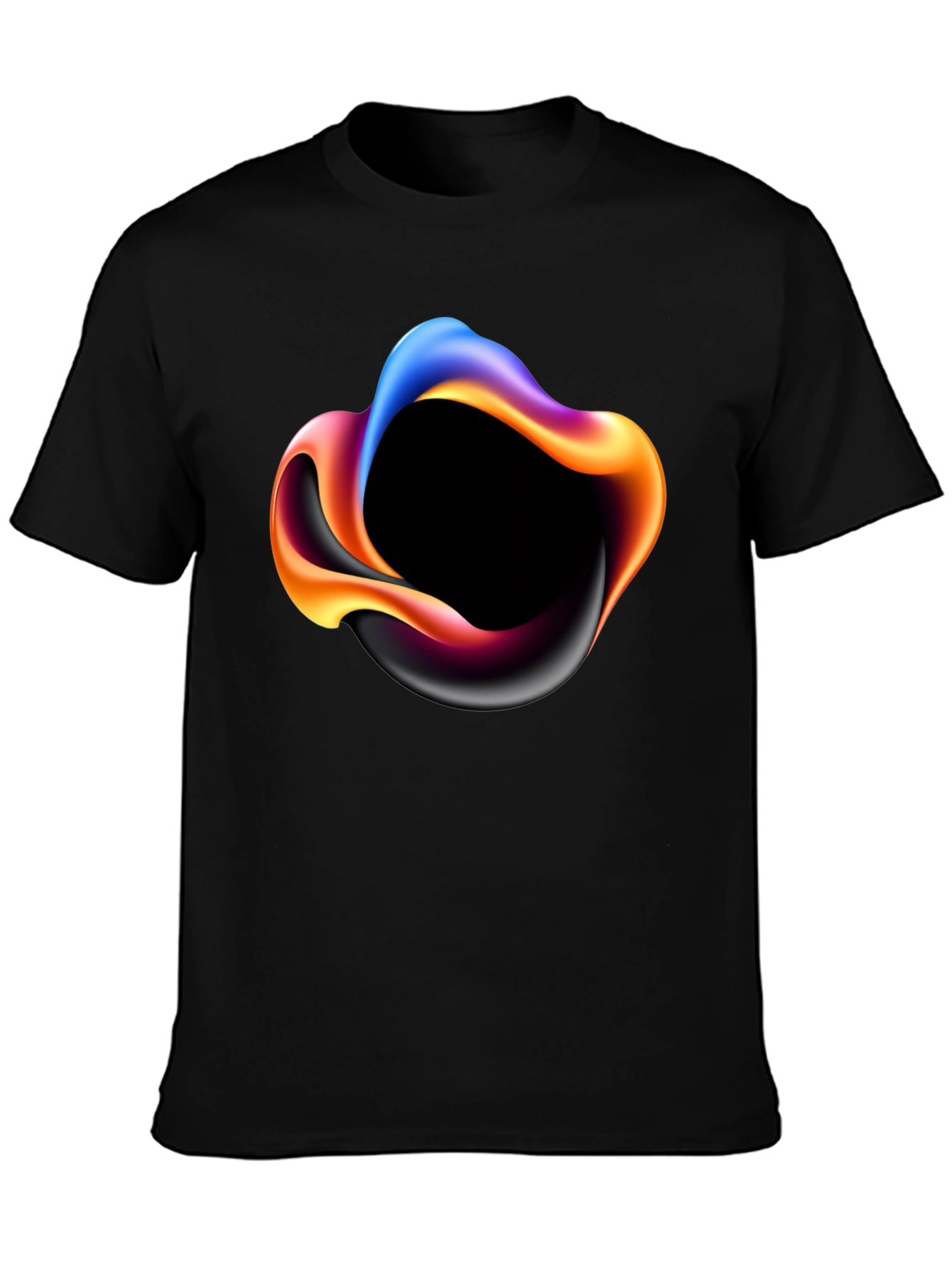 Abstract Swirl Graphic Mens Black T-Shirt