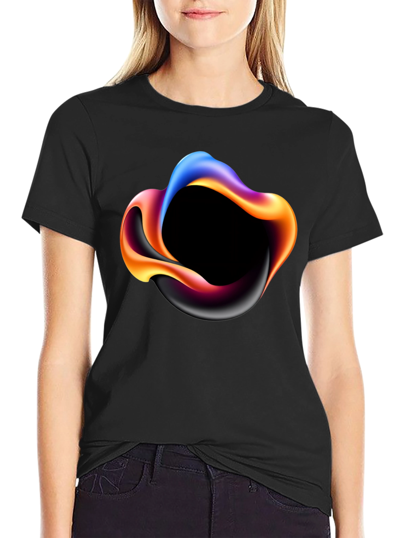 Abstract Swirl Graphic Mens Black T-Shirt