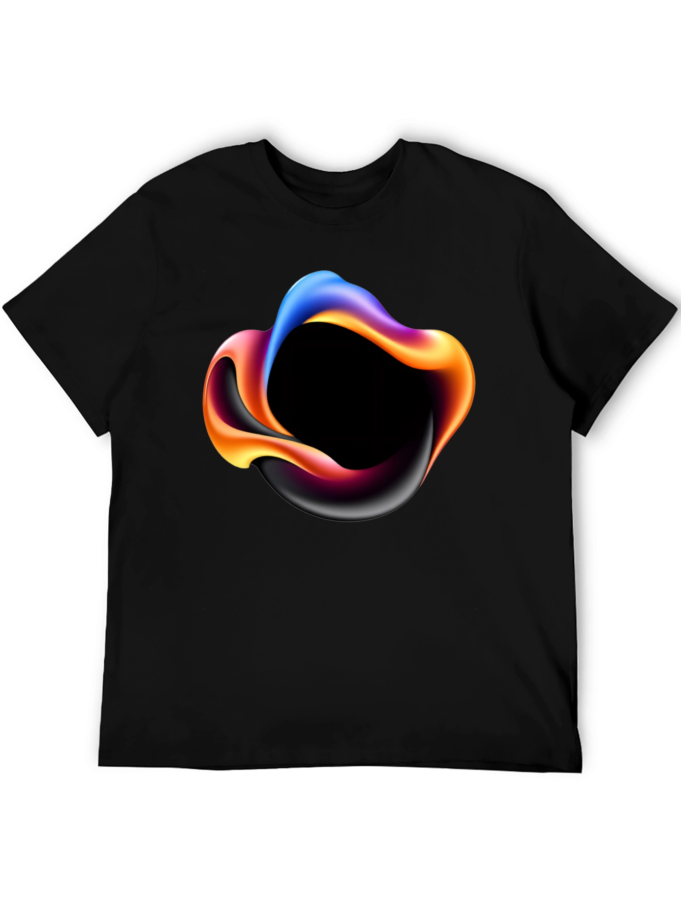 Abstract Swirl Graphic Mens Black T-Shirt