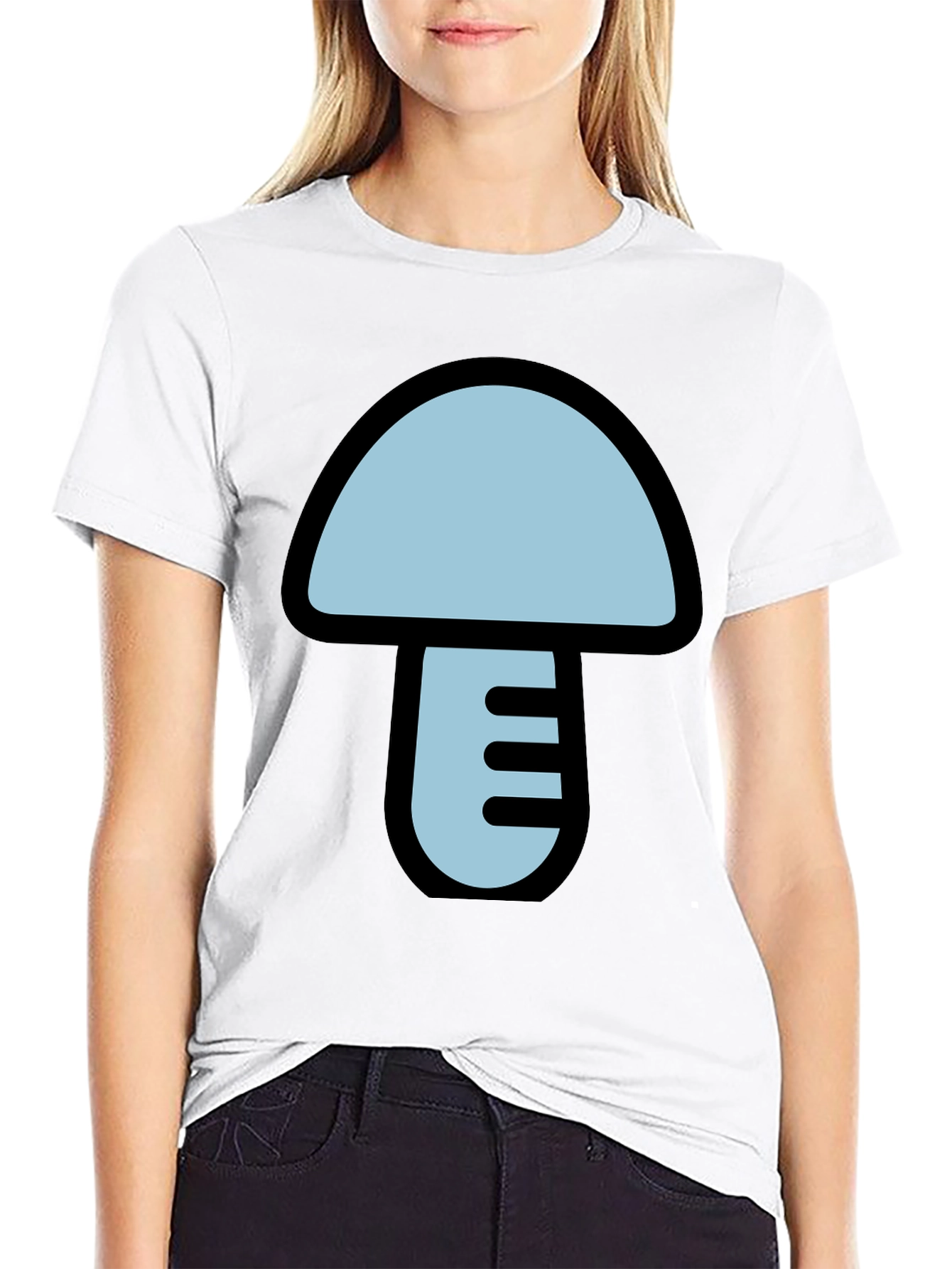 Mushroom Graphic T-Shirt - Black Casual Tee