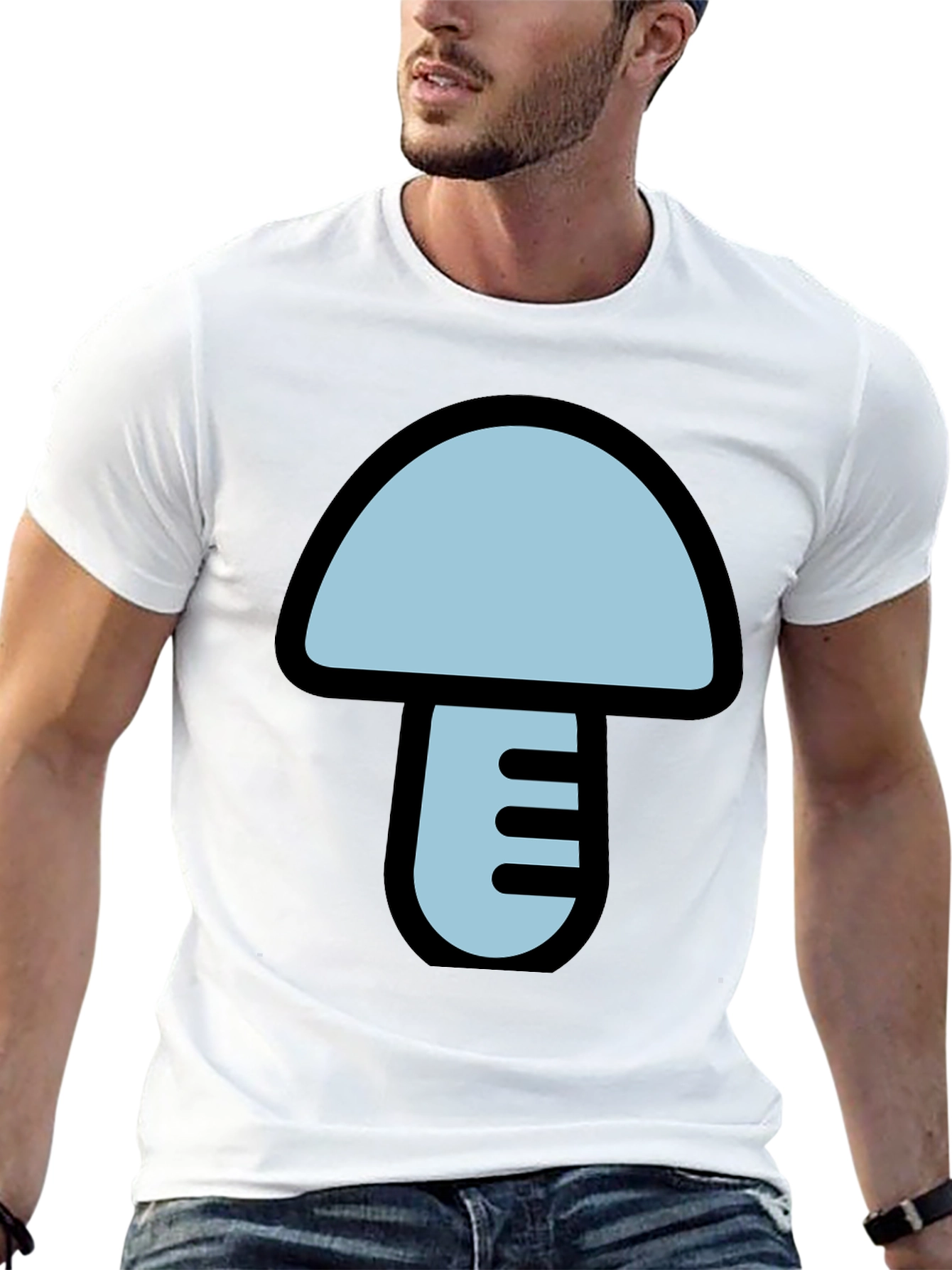 Mushroom Graphic T-Shirt - Black Casual Tee