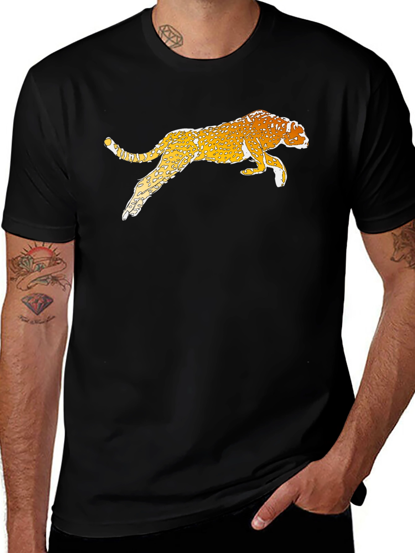 Cheetah Graphic Black T-Shirt - Casual Style