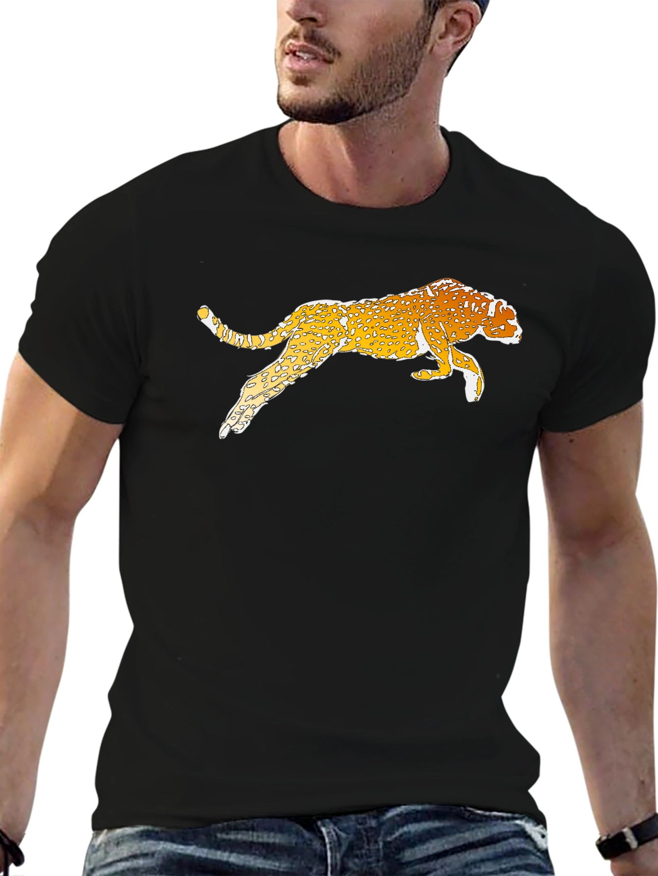 Cheetah Graphic Black T-Shirt - Casual Style