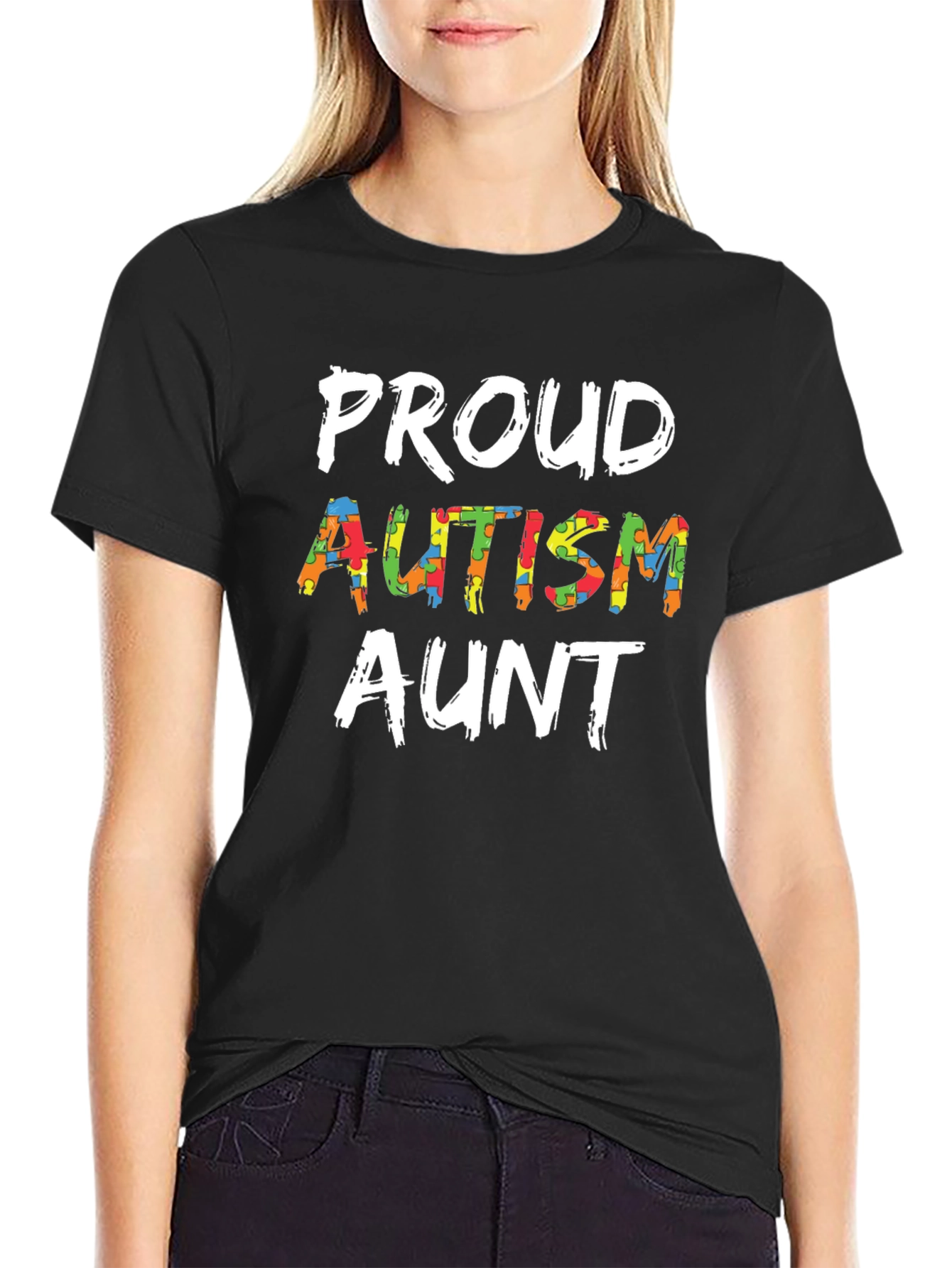 Proud Autism Aunt T-Shirt Support Awareness Tee