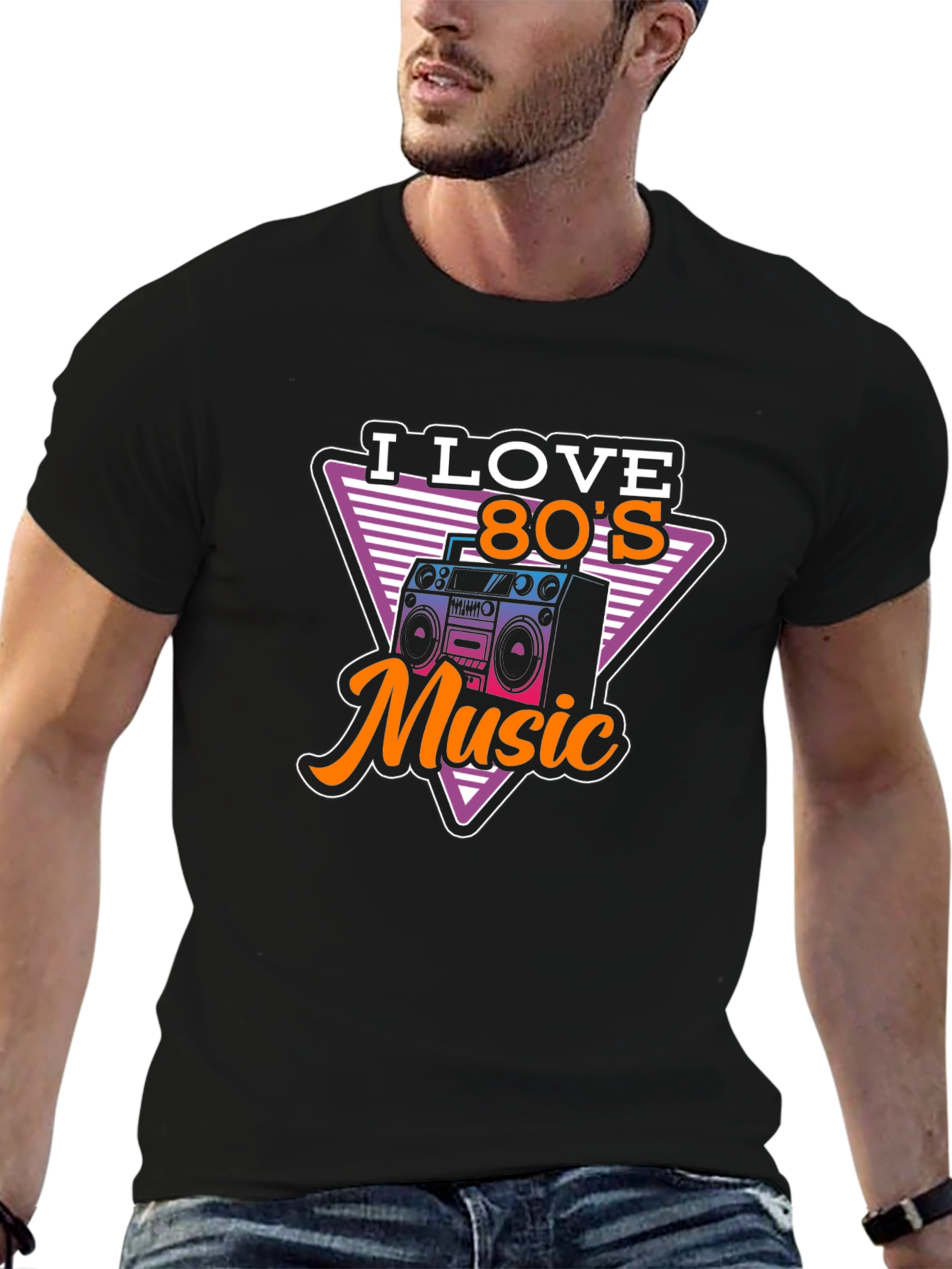 I Love 80s Music Black T-Shirt