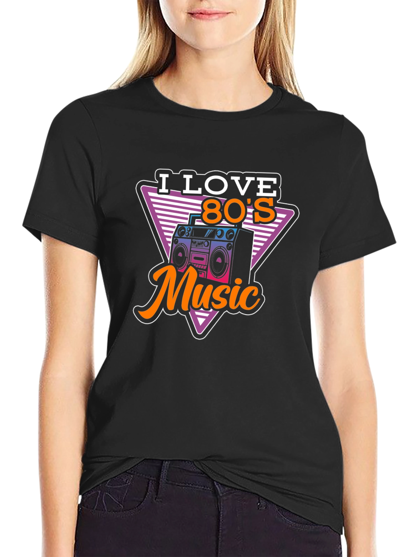 I Love 80s Music Black T-Shirt