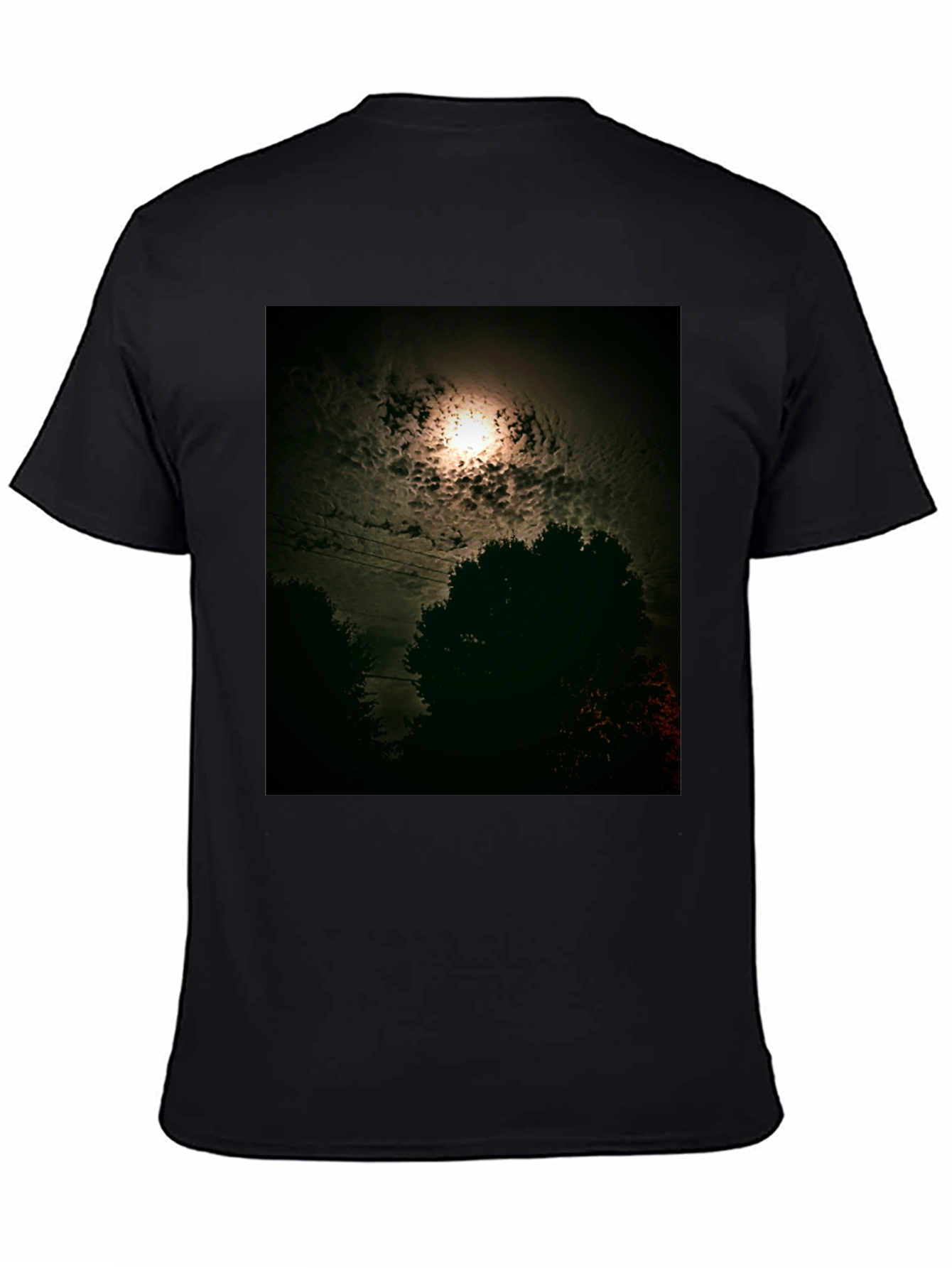 Mens Black T-Shirt - Moonlit Night Graphic Tee