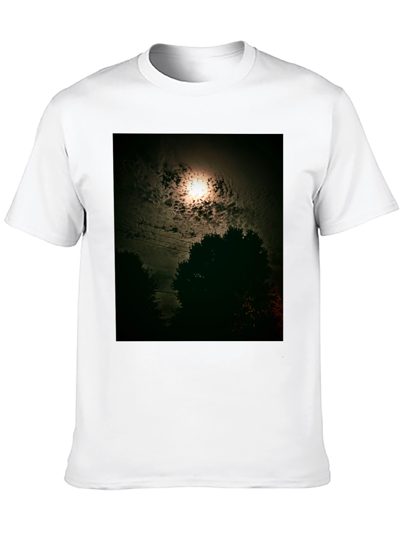Mens Black T-Shirt - Moonlit Night Graphic Tee