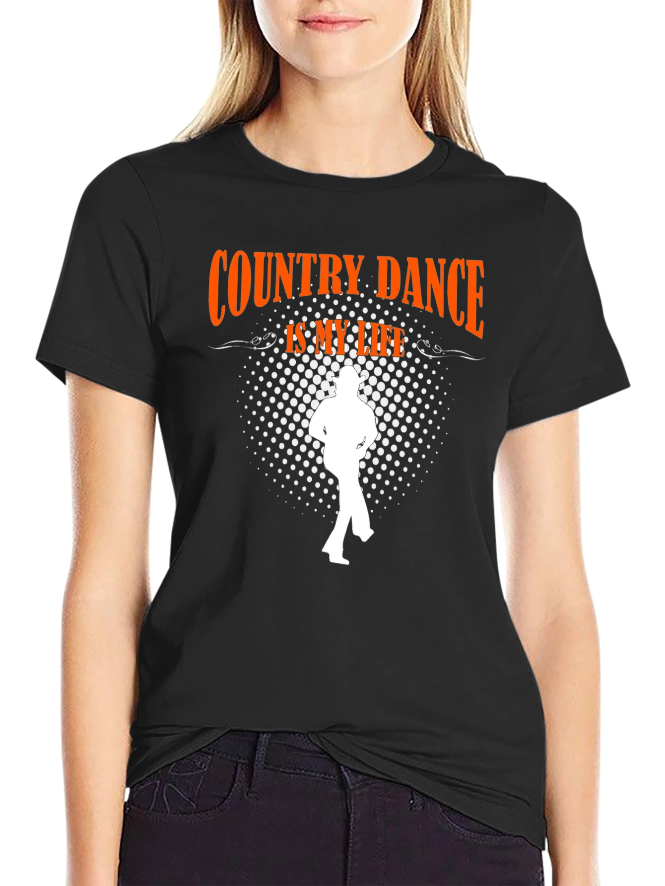 Country Dance is My Life Black Graphic Tee