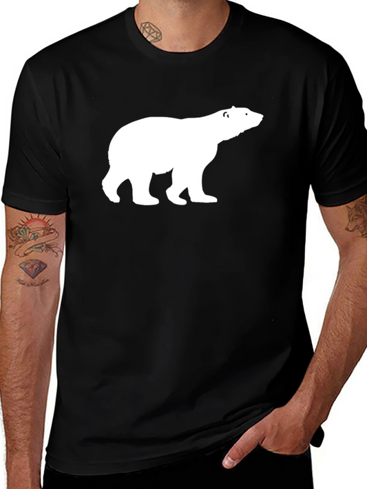 Black T-Shirt with White Polar Bear Graphic