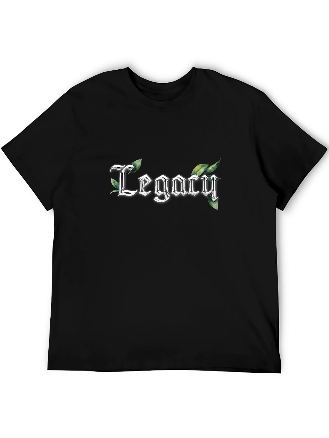 Legacy Tee: Classic Black T-Shirt with Floral Lettering