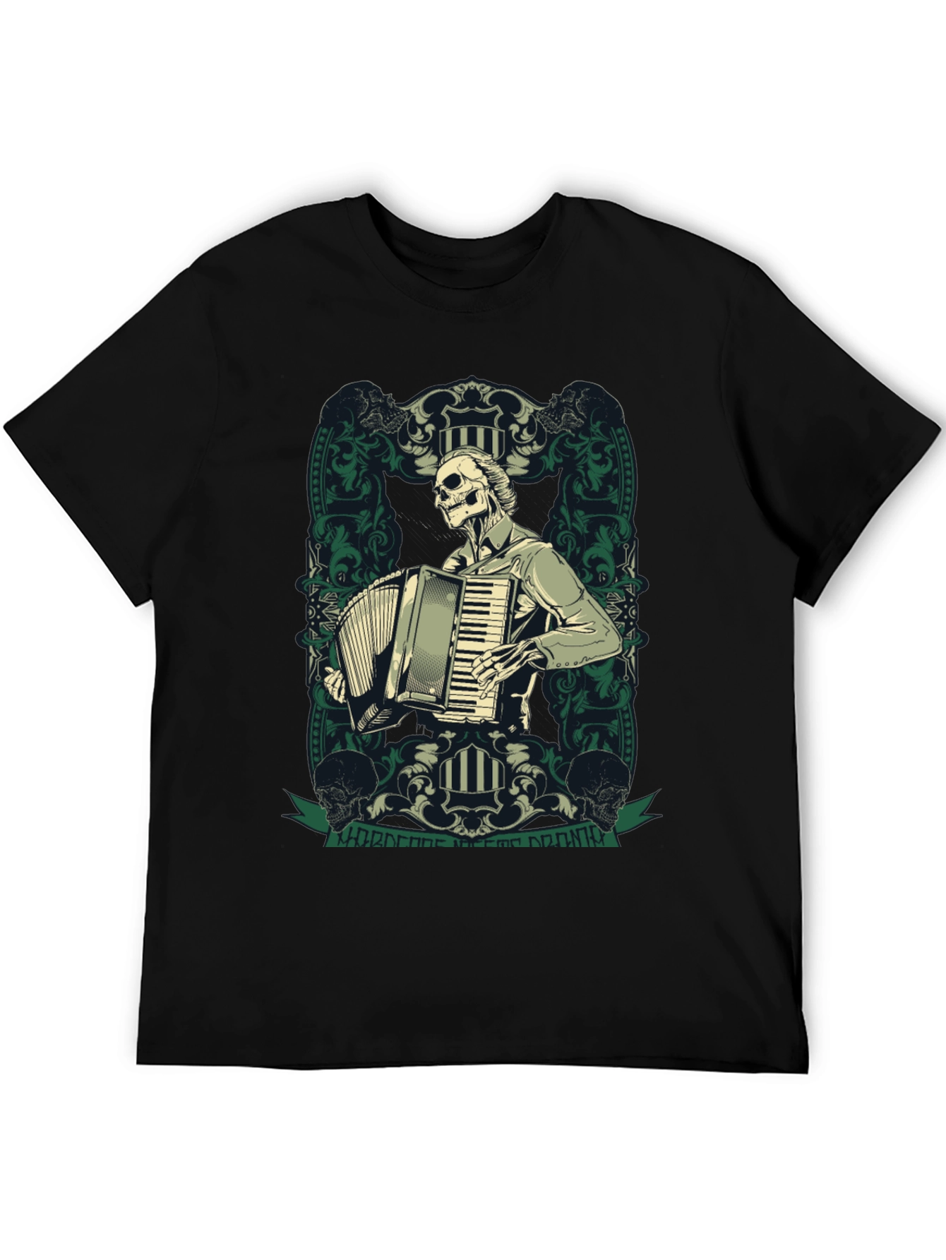 Skeleton Accordion Player Graphic T-Shirt
