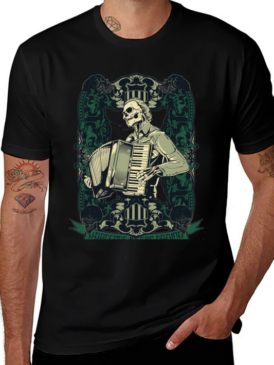 Skeleton Accordion Player Graphic T-Shirt