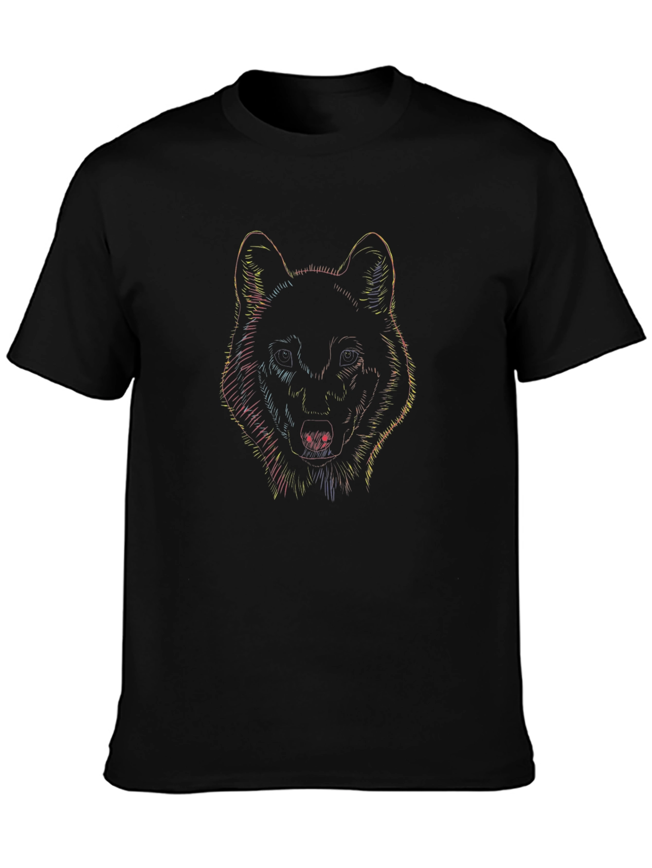 Wolf Graphic Print Black T-Shirt for Men