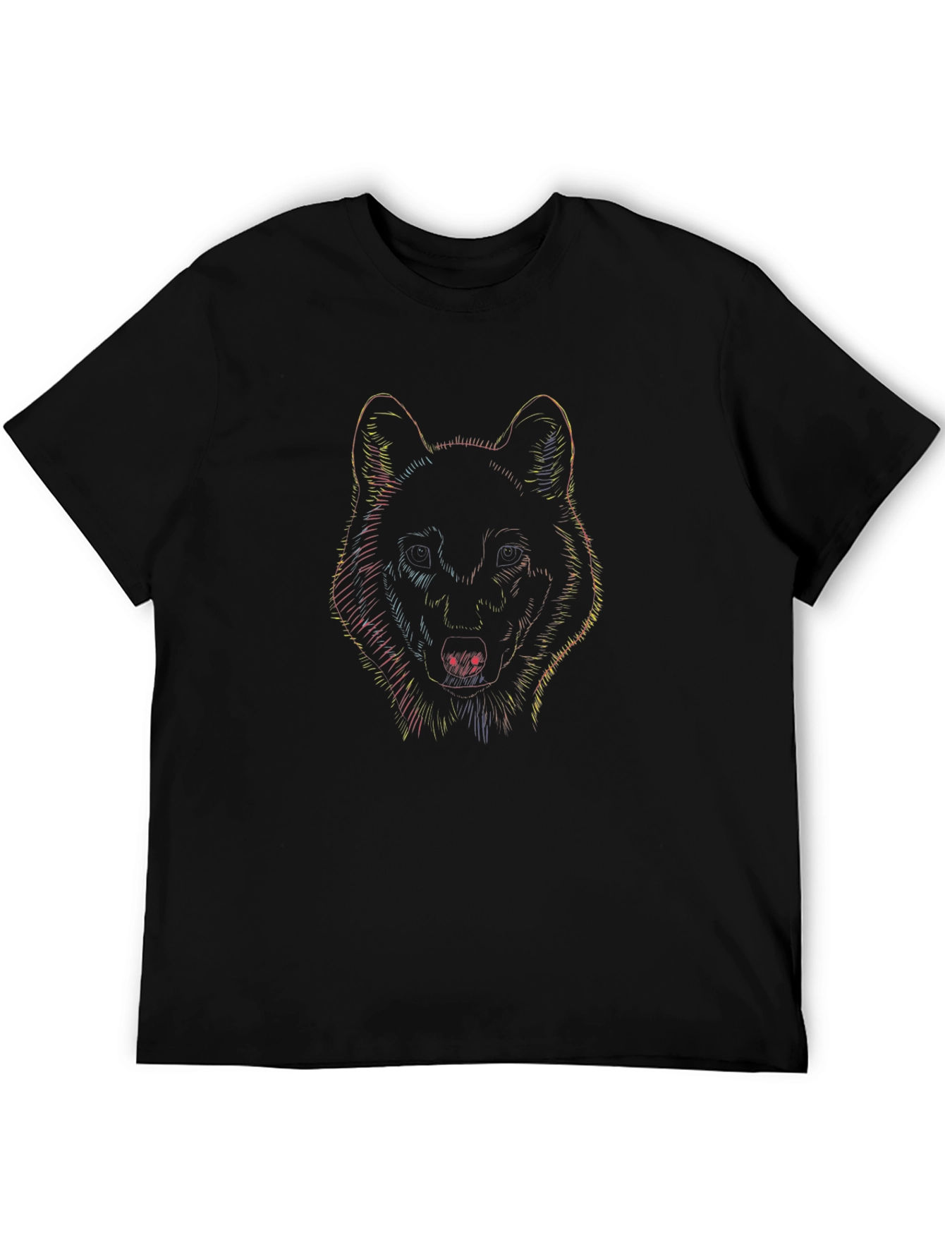 Wolf Graphic Print Black T-Shirt for Men