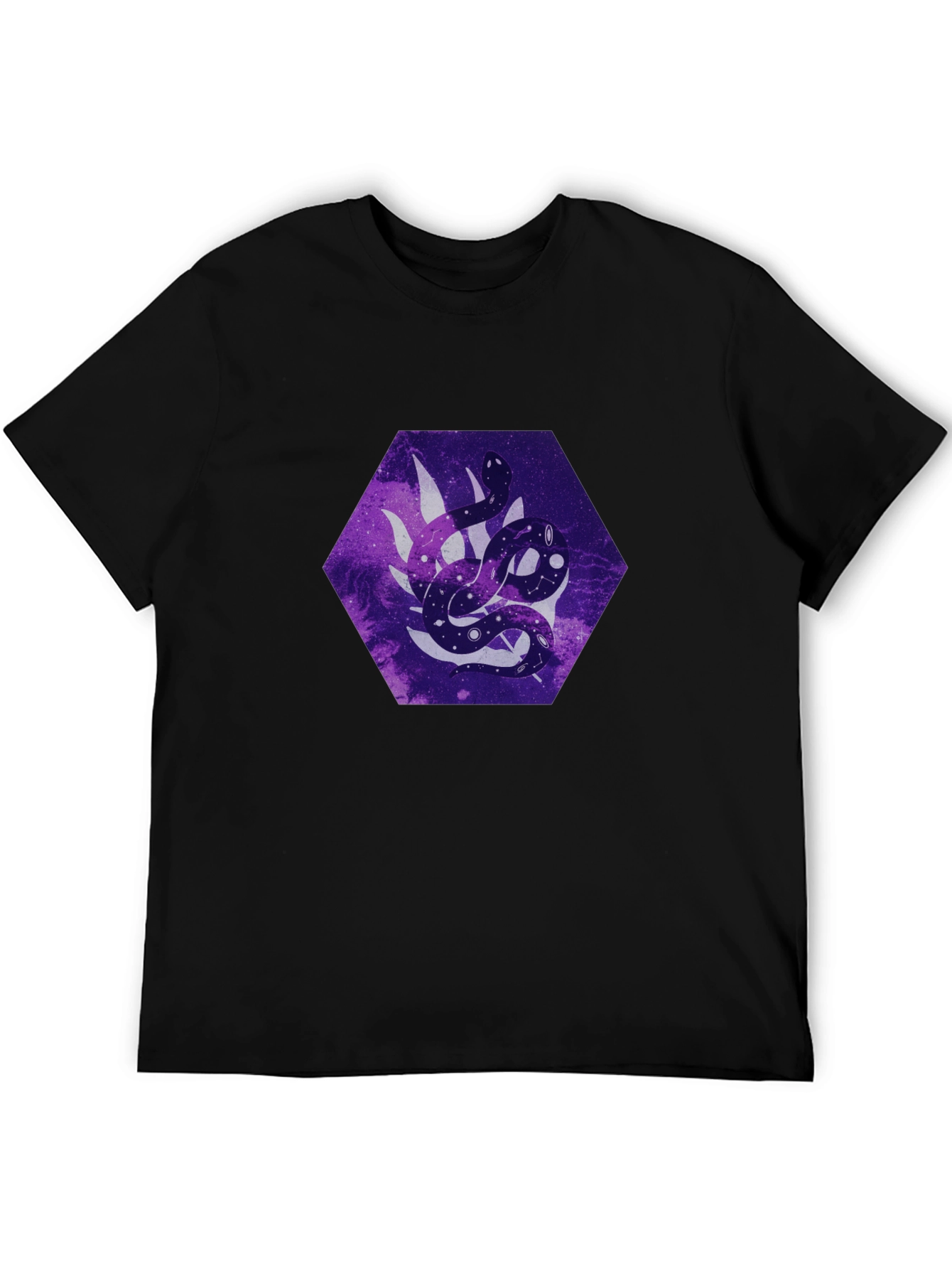 Galaxy Snake Graphic Tee - Stylish Mens Black T-Shirt