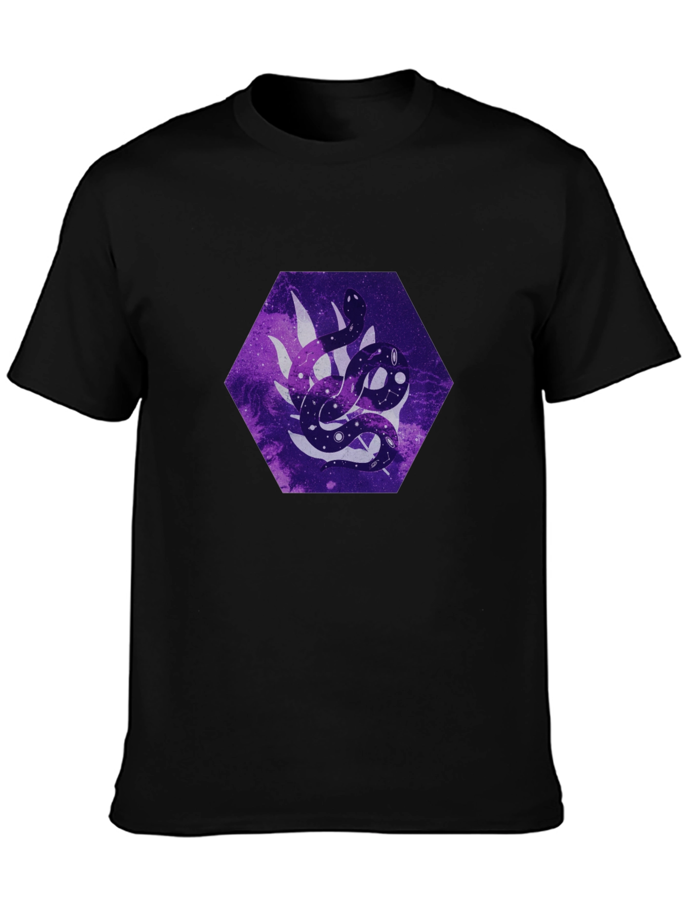 Galaxy Snake Graphic Tee - Stylish Mens Black T-Shirt