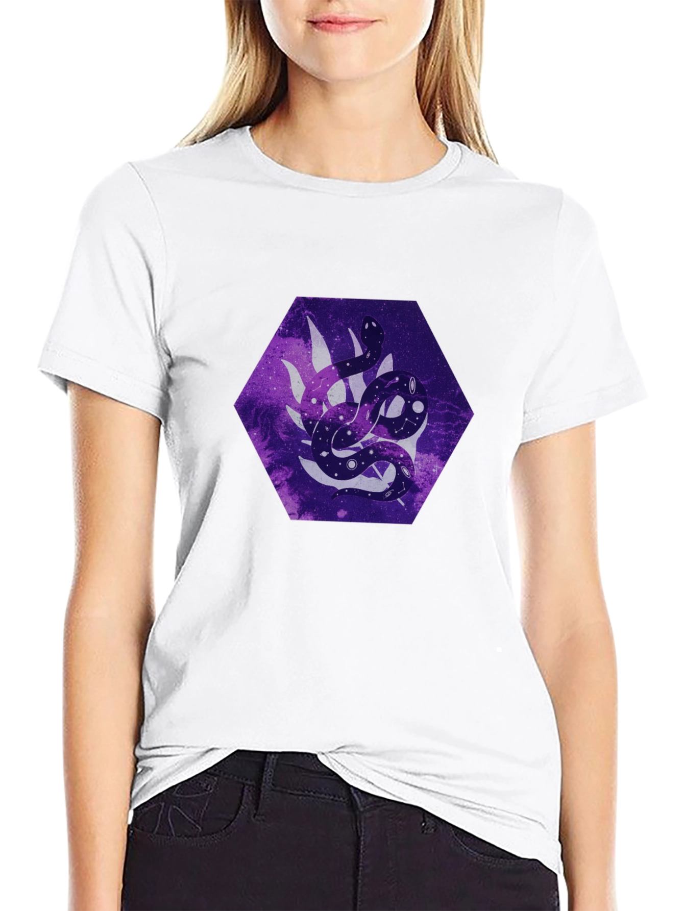 Galaxy Snake Graphic Tee - Stylish Mens Black T-Shirt