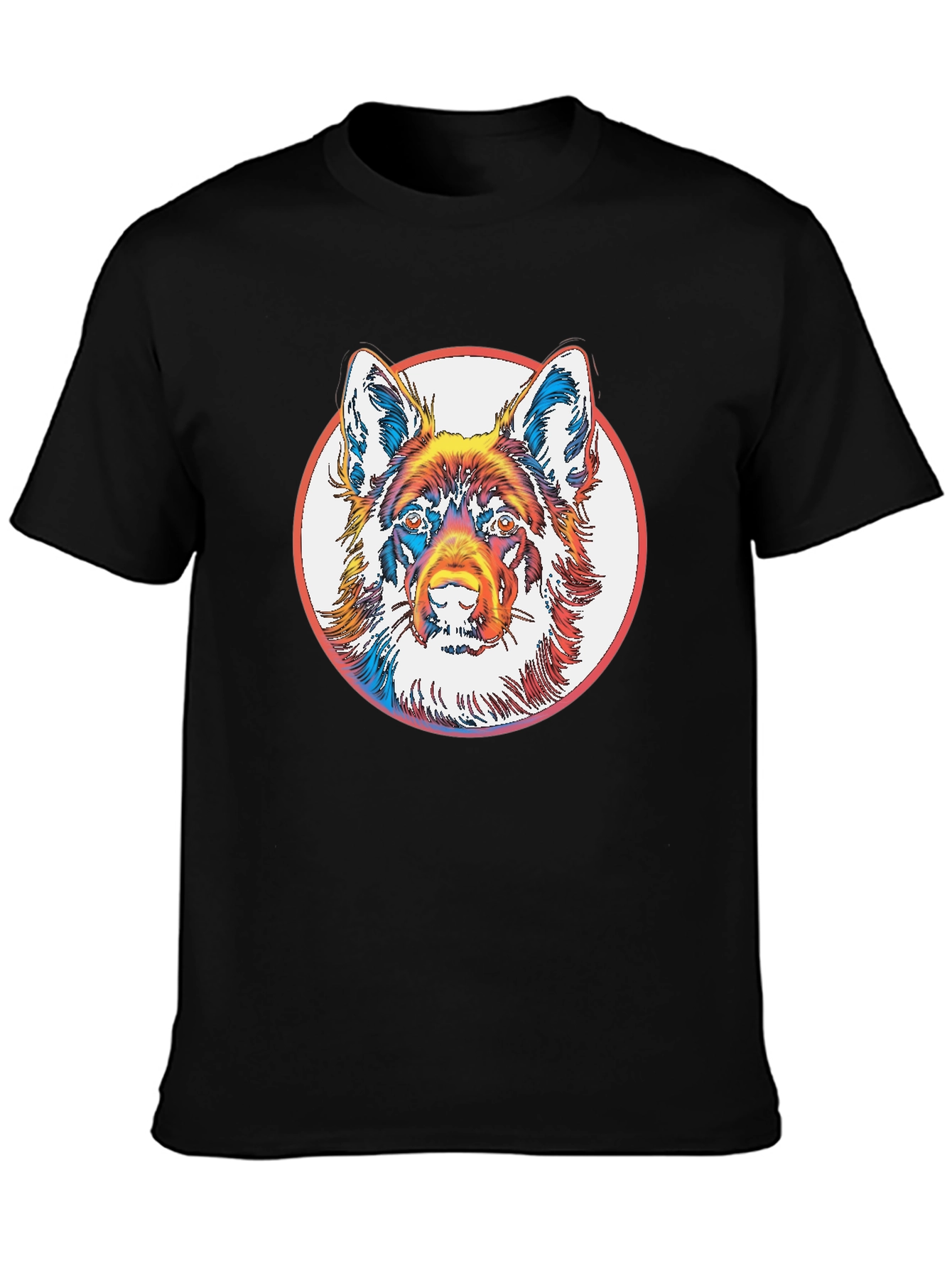 Dog Graphic Tee - Bold Rainbow Animal Print