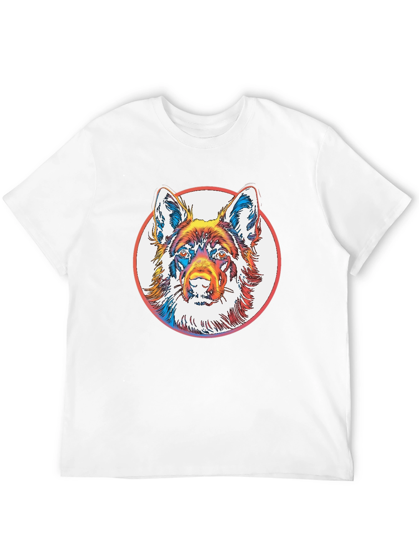 Dog Graphic Tee - Bold Rainbow Animal Print