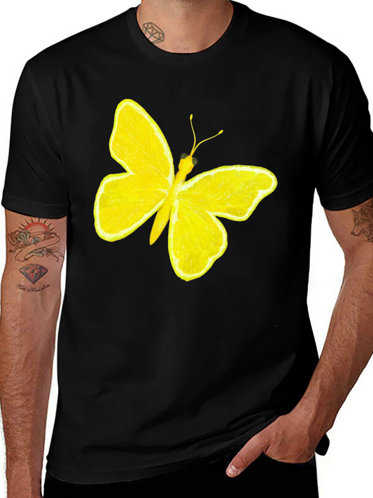 Lemon Butterfly Graphic Tee - Unique Fruit Art Shirt