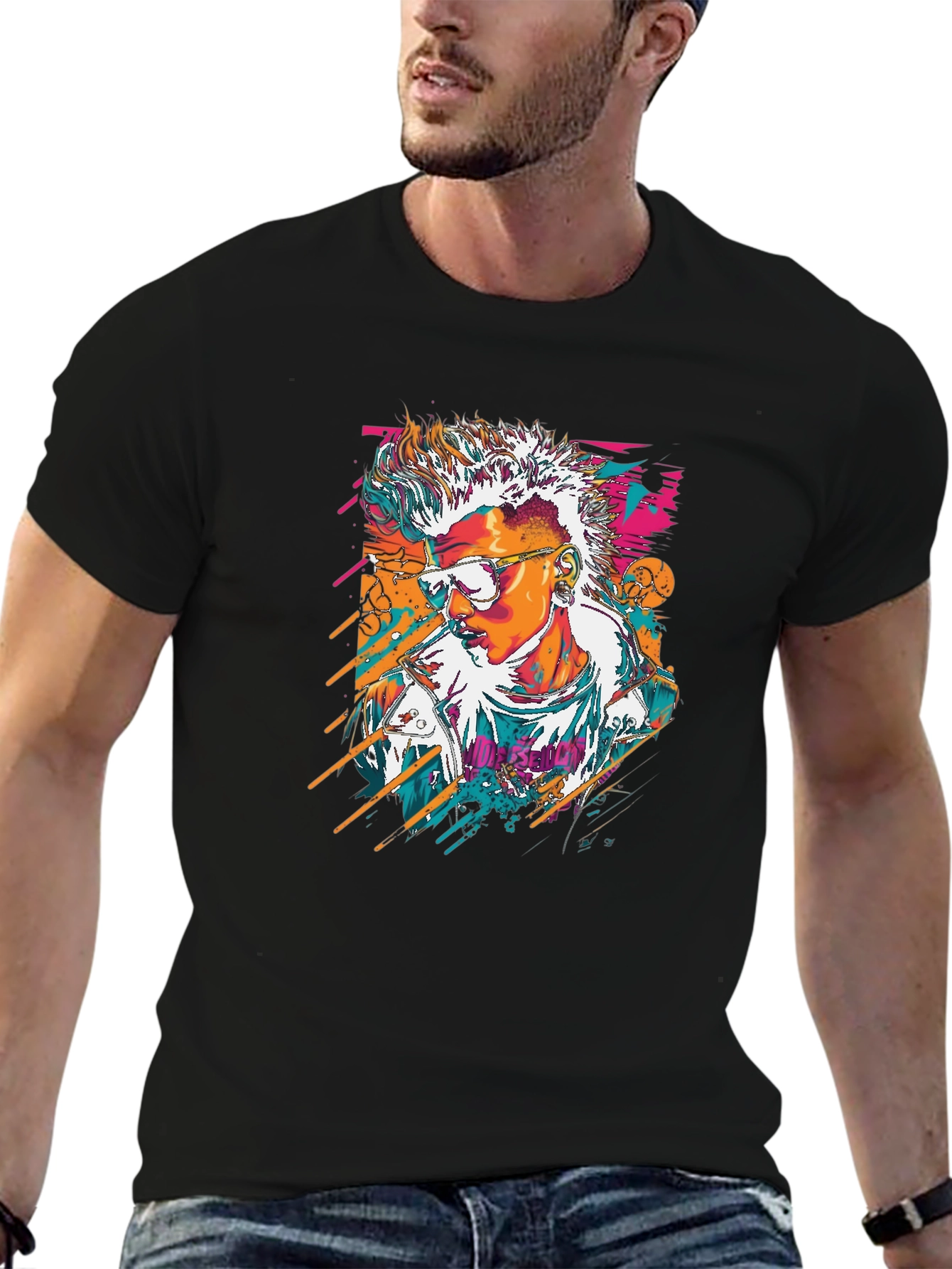 Retro Graphic T-Shirt - Black Cotton Tee