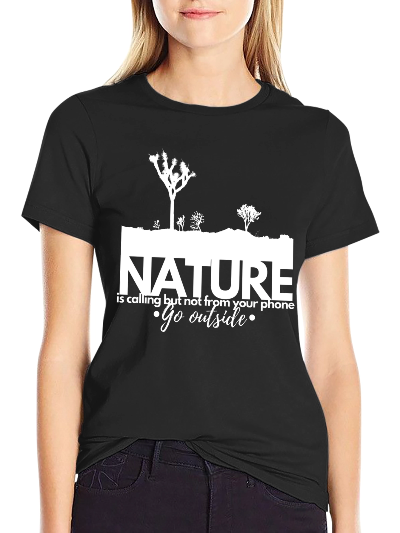 Nature Calling Black Graphic T-Shirt - Go Outside