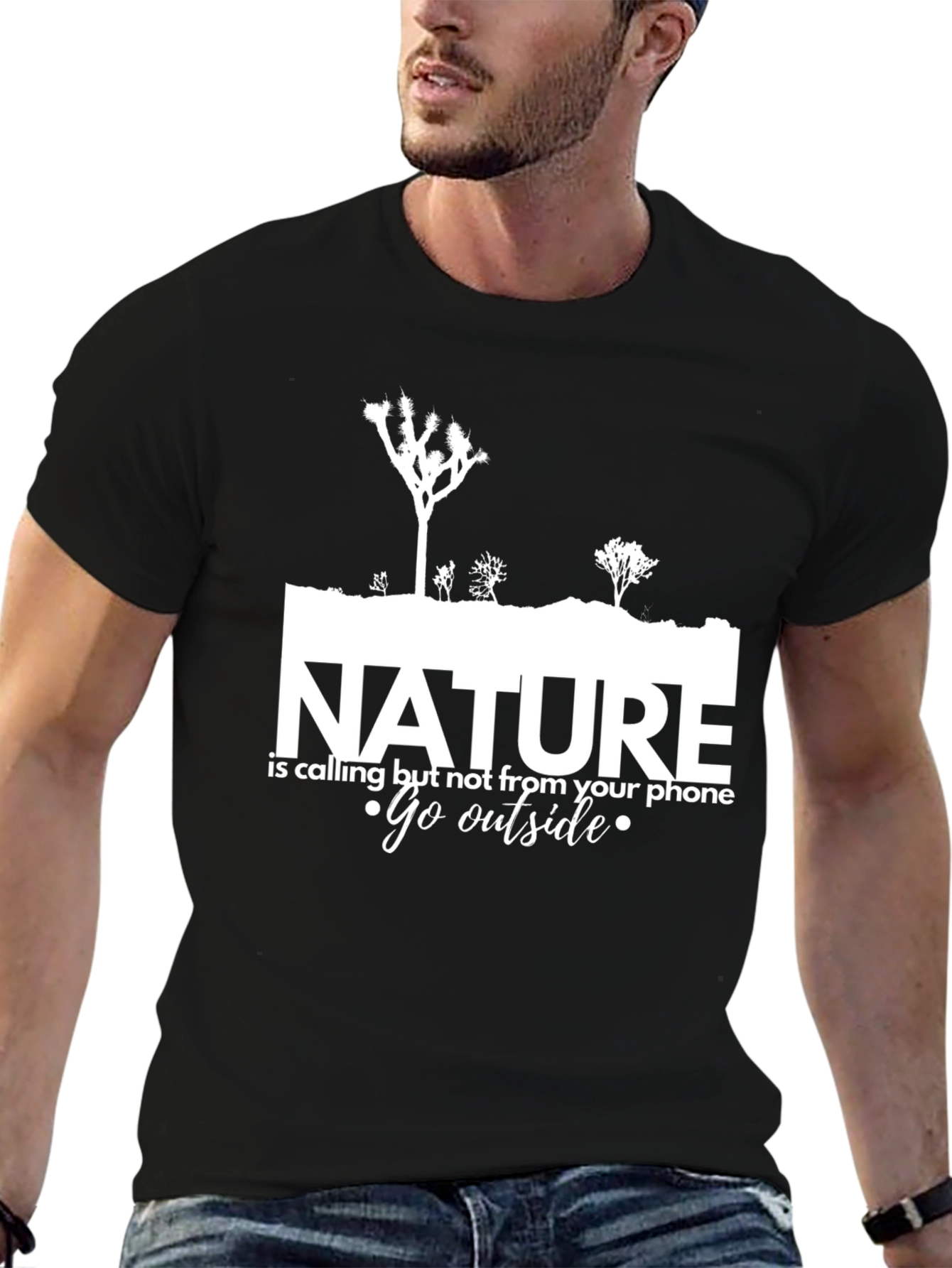 Nature Calling Black Graphic T-Shirt - Go Outside