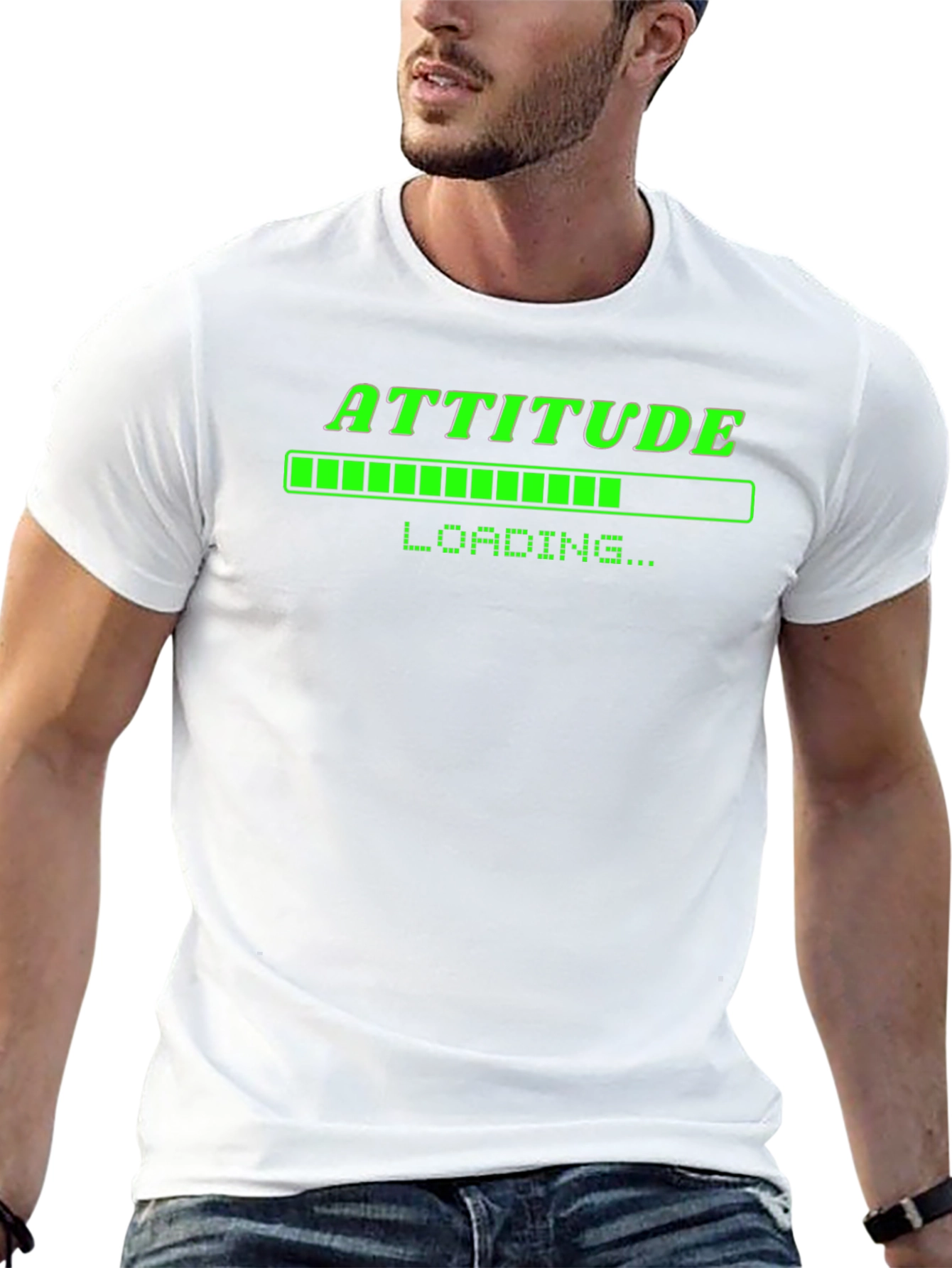 Attitude Loading T-Shirt - Black Cotton Graphic Tee