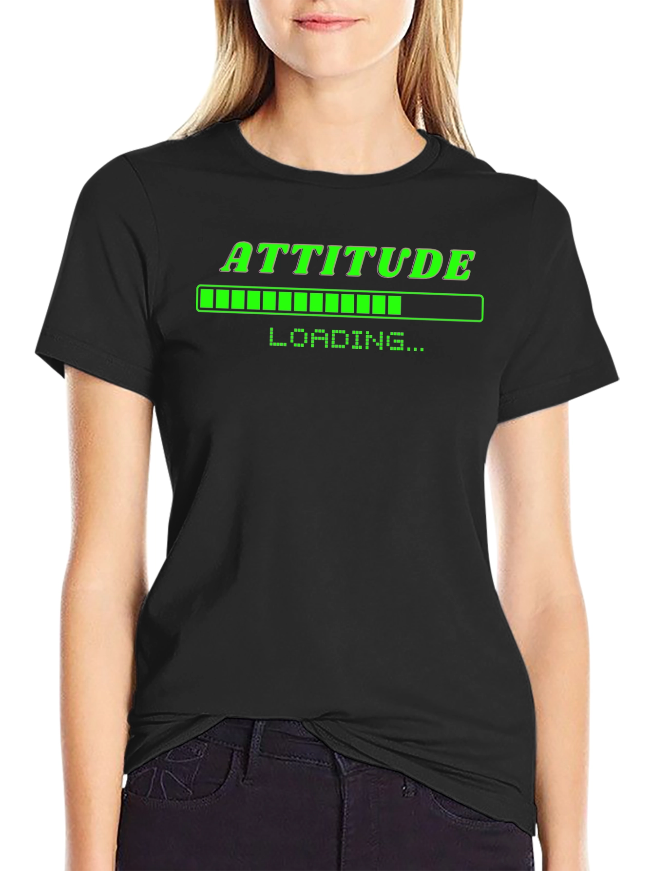 Attitude Loading T-Shirt - Black Cotton Graphic Tee