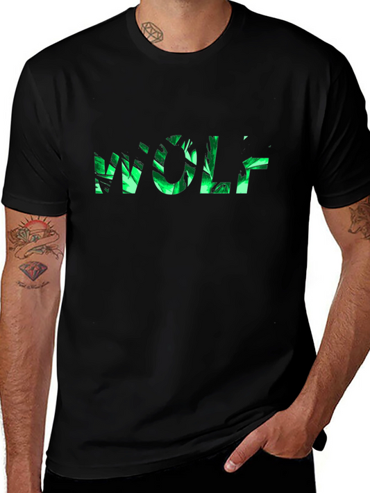 Wolf Nature Print Black T-Shirt