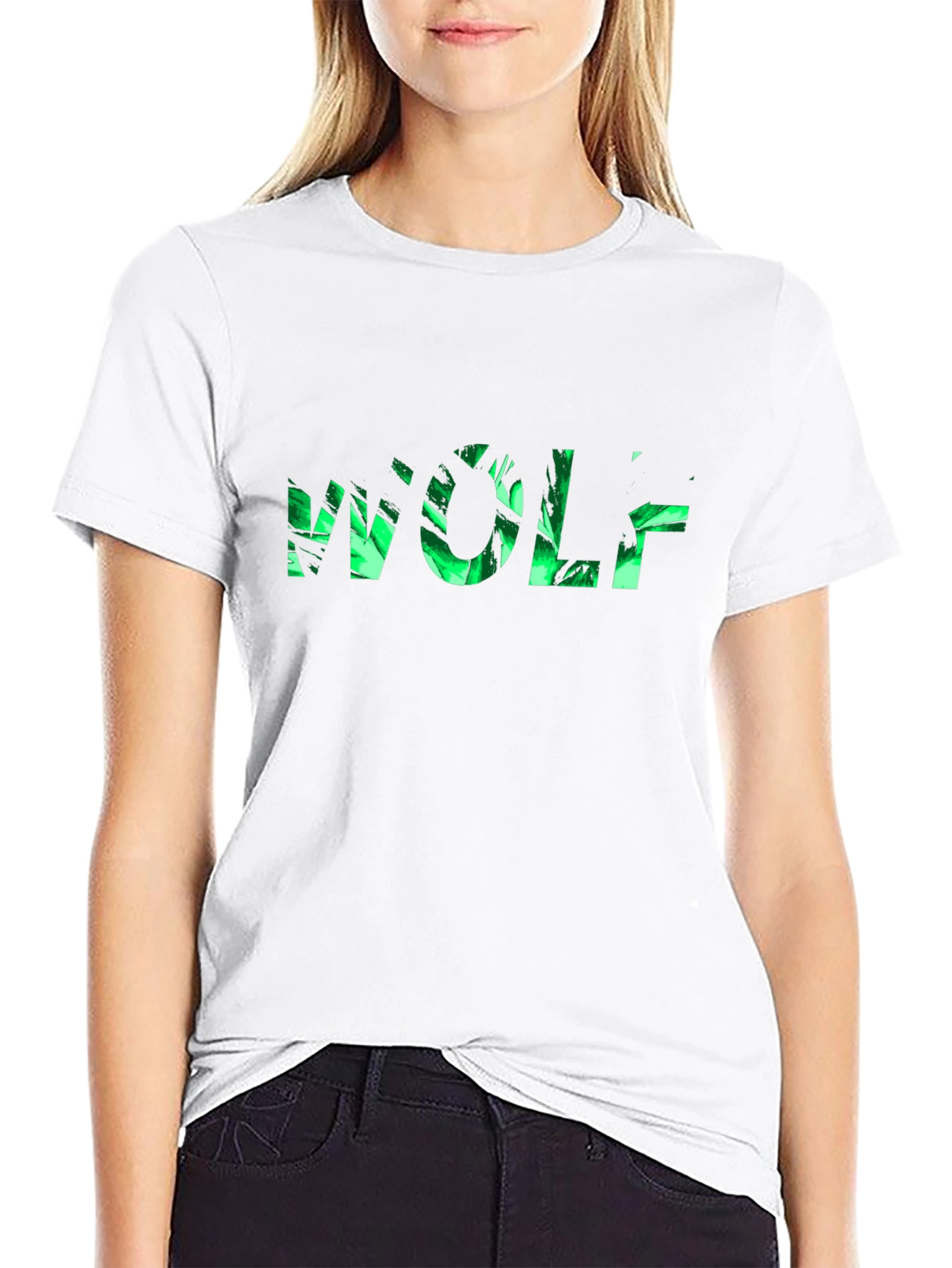 Wolf Nature Print Black T-Shirt