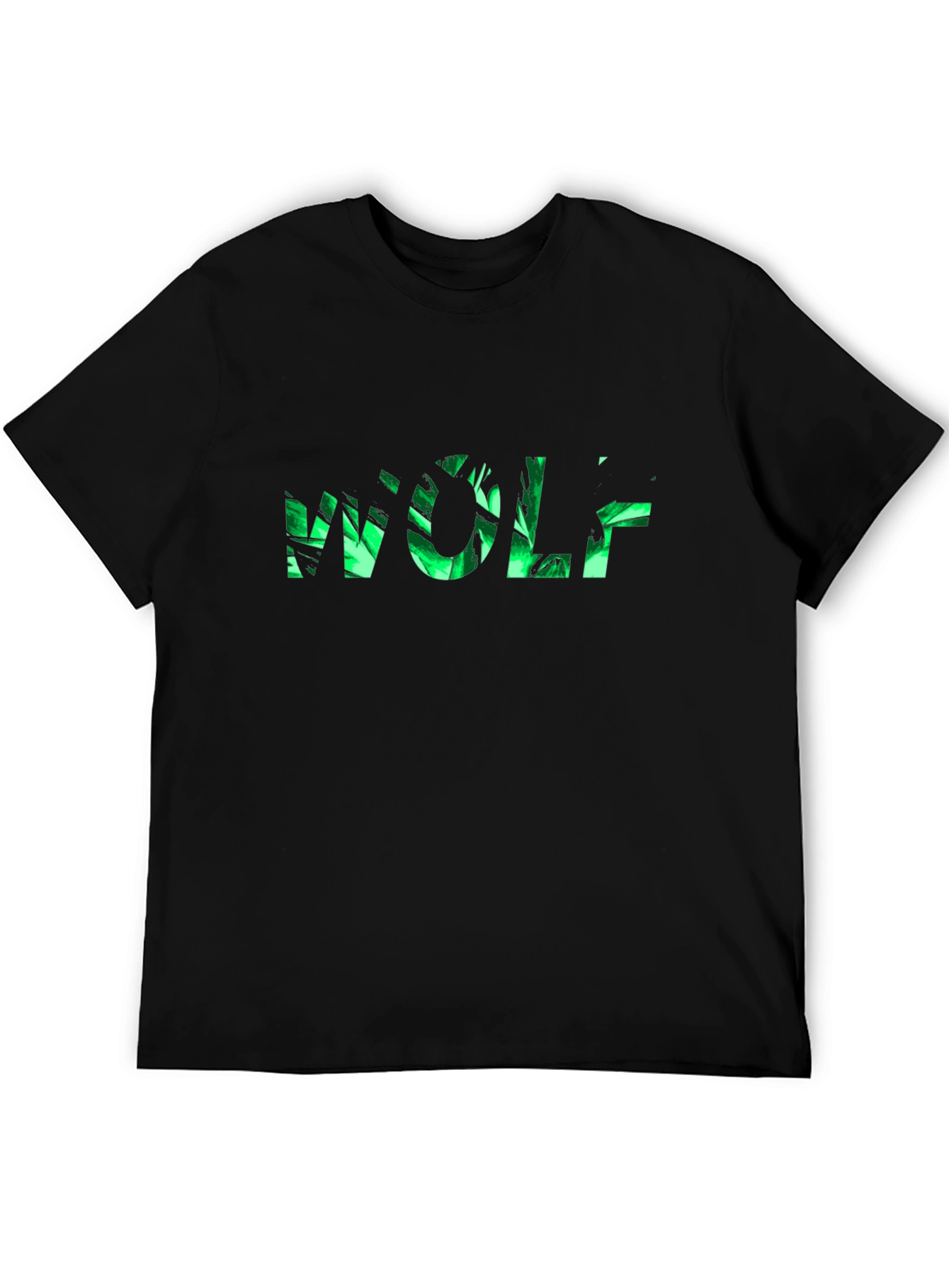 Wolf Nature Print Black T-Shirt