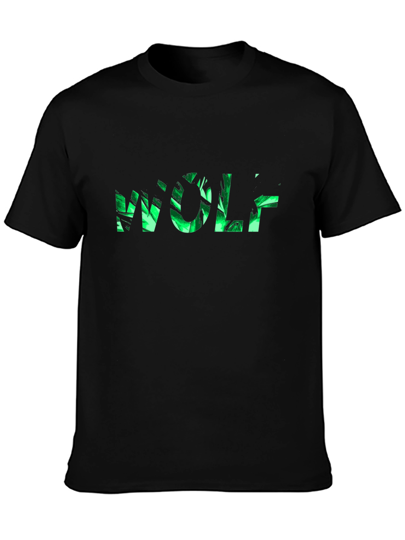 Wolf Nature Print Black T-Shirt
