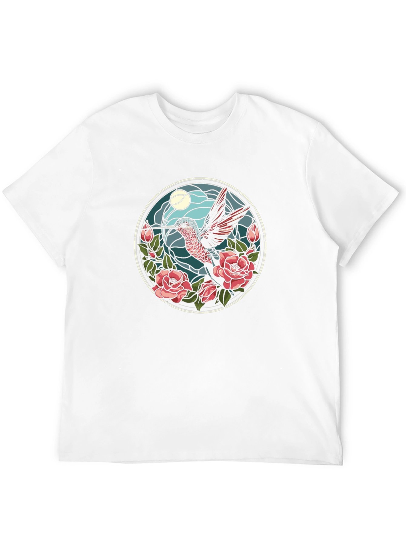 Hummingbird & Roses Graphic Tee - Black