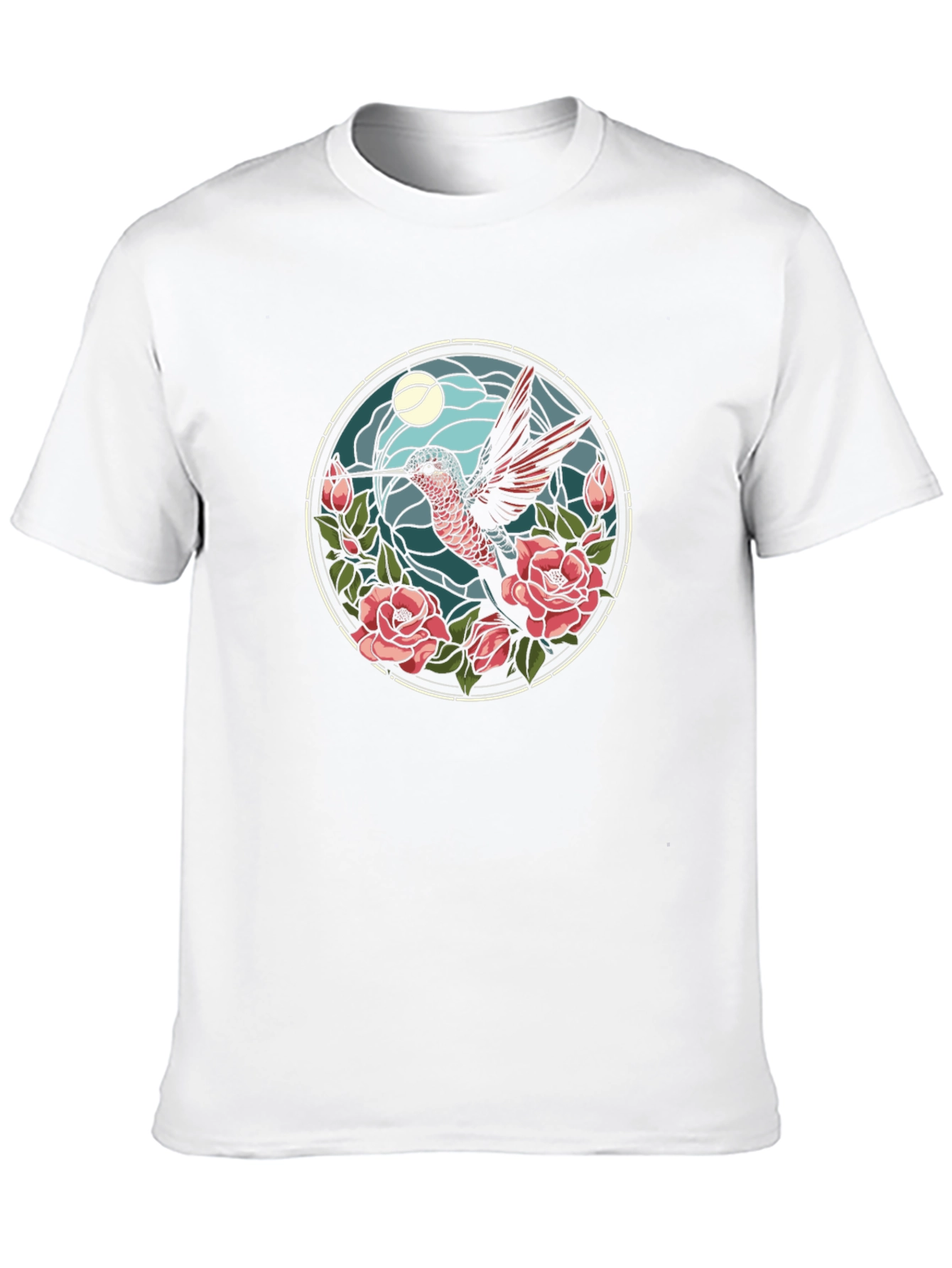 Hummingbird & Roses Graphic Tee - Black