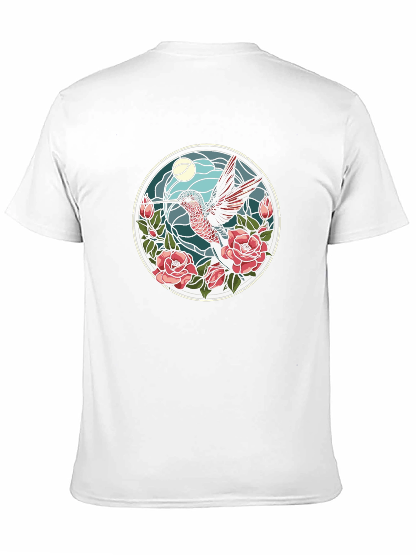Hummingbird & Roses Graphic Tee - Black