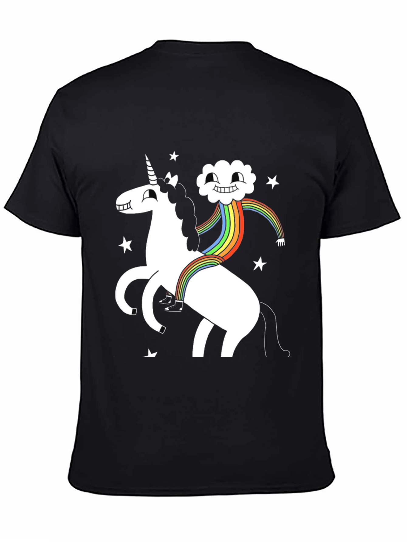 Unicorn Cloud Rainbow Black T-Shirt